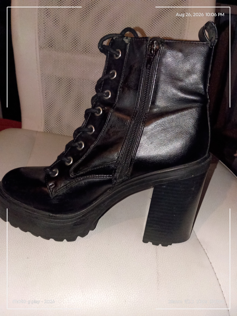 G by Guess Black Lace-Up Platform Block Heel Ankle Boots